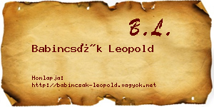 Babincsák Leopold névjegykártya